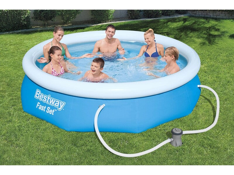 Bestway Fast Set Pool Ø305cm x 76cm Rund Blau Schwimmbadpool Gartenpool Set - 6942138951295