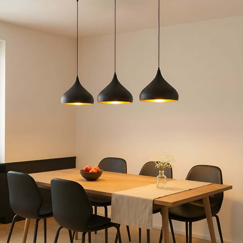 Lindby Pendelleuchte Hängeleuchte Elamira LED Lampe dimmbar schwarz-gold 133cm - 4251911726633