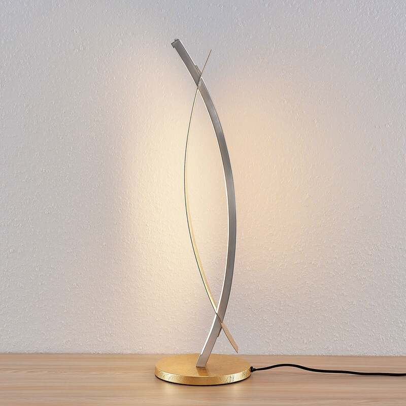 Lucande Tischleuchte Lampe Marija LED dimmbar goldfarben 61,5cm warmweiß - 4251096552713