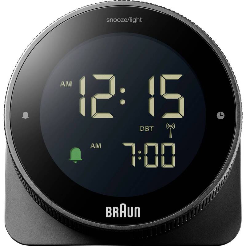 Braun Wecker Funkwecker Uhr digital Tischuhr Schwarz Batterie Alarmzeit Box - 4007218676191