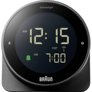 B-Ware Braun Wecker Funkwecker Uhr digital Tischuhr Schwarz Batterie Alarmzeit Box