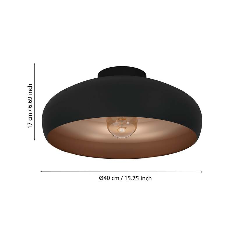 Zipcode Design Deckenleuchte 1 flammig Campbell Lampe Bündig Schwarz Metall - 9002759945473
