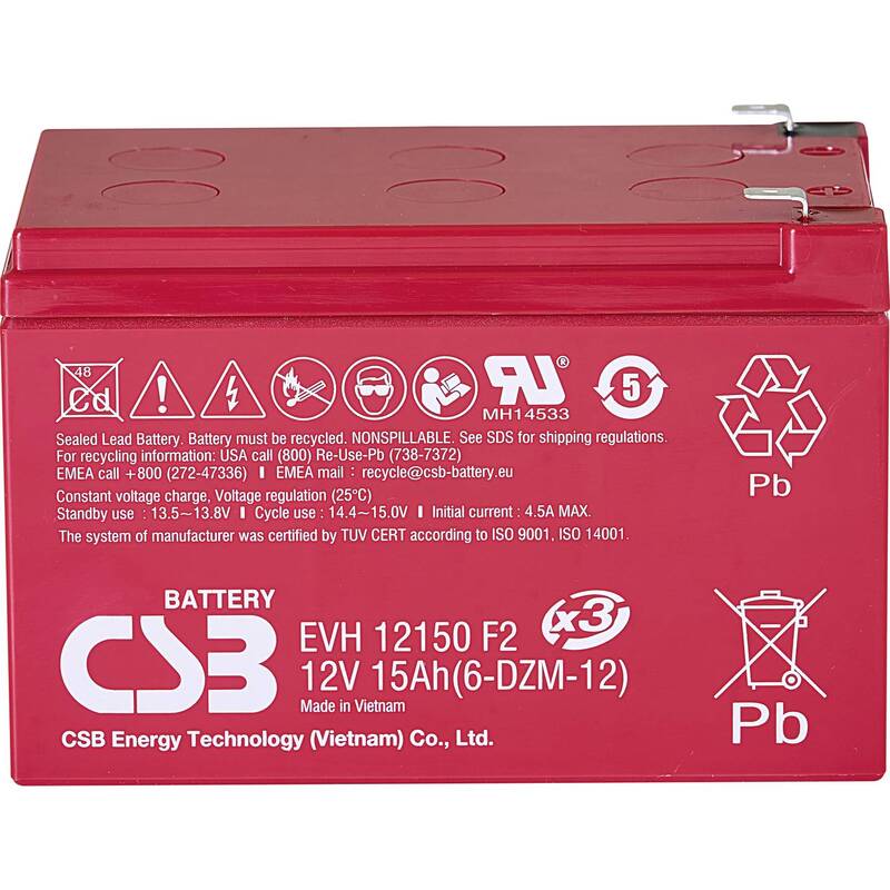 CSB Bleiakku EVH 12150 12V 15Ah zyklenfest wartungsfrei für Elektromobilität - 4260030442973
