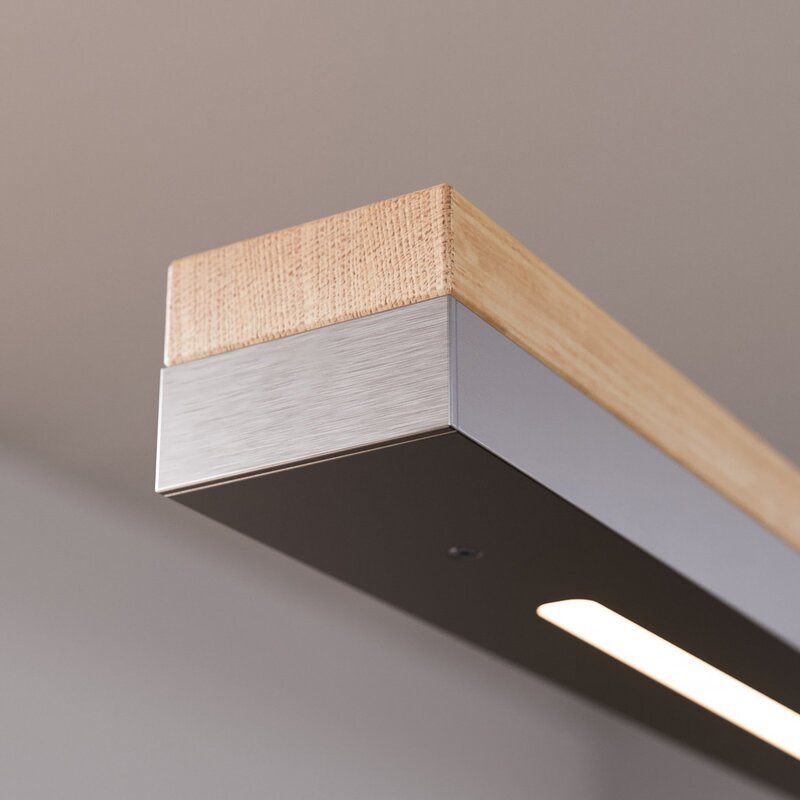 Quitani Pendelleuchte Hängelampe LED Lampe Elna Eiche Nickel 118 cm - 4251096531701