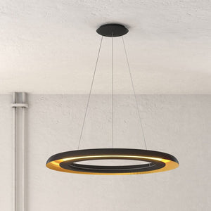 B-Ware Acb Iluminación Led Hängeleuchte Hängelampe Lampe Leuchte Shiitake Schwarz/Gold