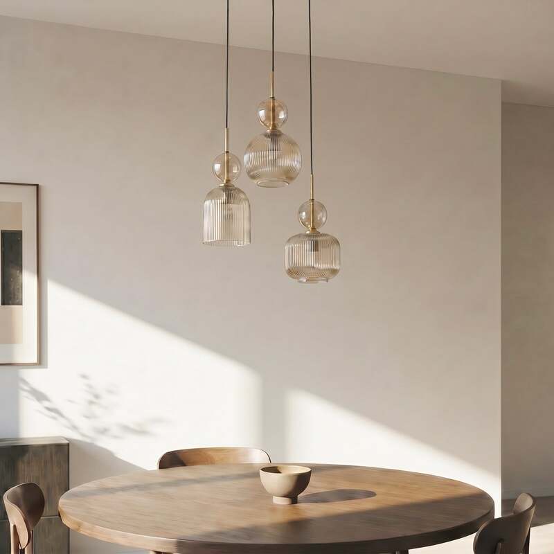 TK Lighting Hängelampe Sophia 3-flammig LED Pendelleuchte dimmbar cognac Ø41cm - 5906135110414