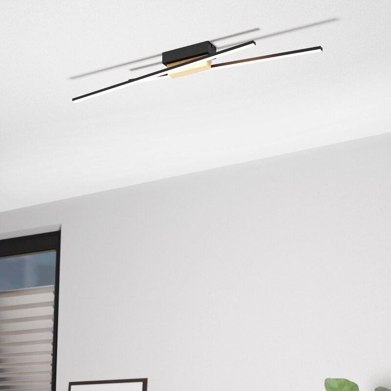Eglo LED-Deckenleuchte Panagria Deckenlampe Deckenlicht schwarz mit Holzdetail - 9008606244232