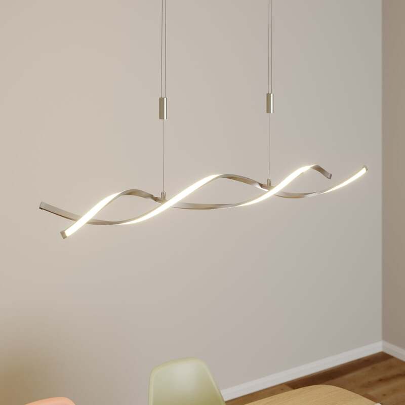 Lindby Hängelampe Hängeleuchte Auron LED Pendelleuchte dimmbar nickel 115x180cm - 4251096530957