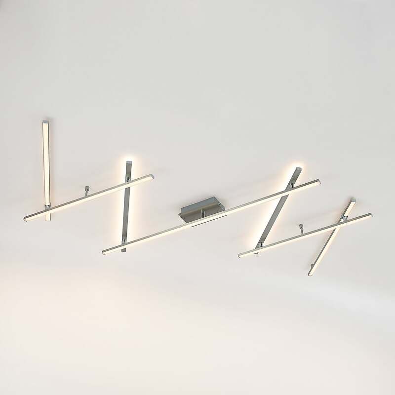 Lindby Deckenleuchte Kerem LED Lampe dimmbar nickel 345cm 2300 Lumen warmweiß - 4251096595604