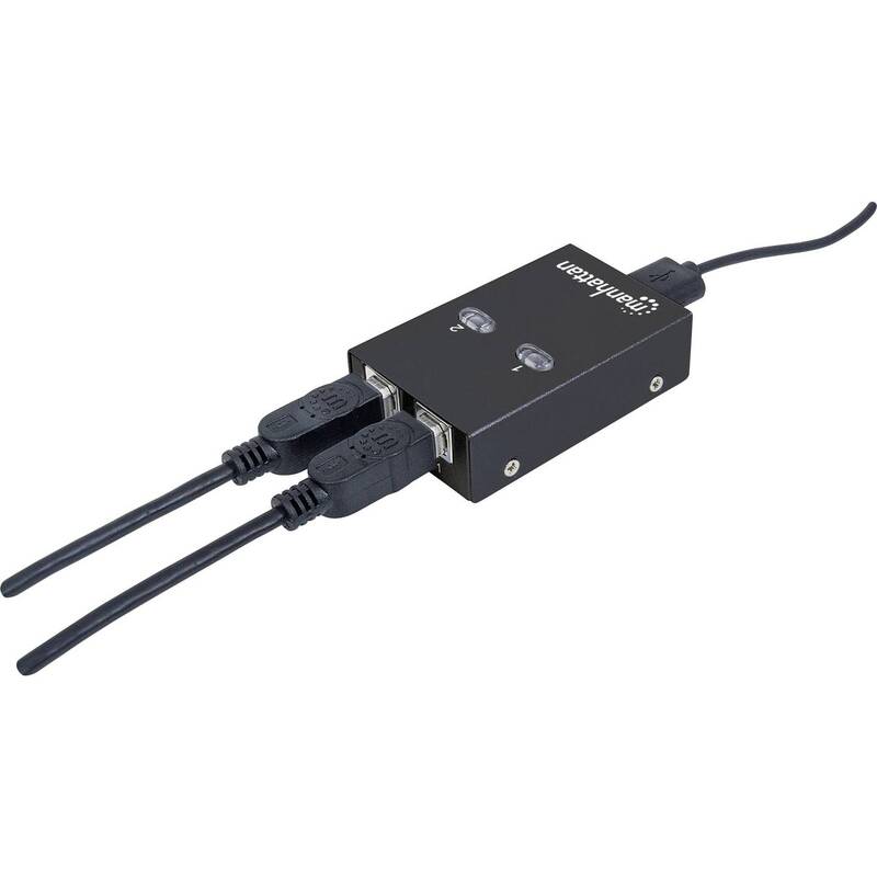 Manhattan USB 2.0-Umschalter 2-PORT für 2 PCs schwarz kompakt 19" Rack - 0766623162005