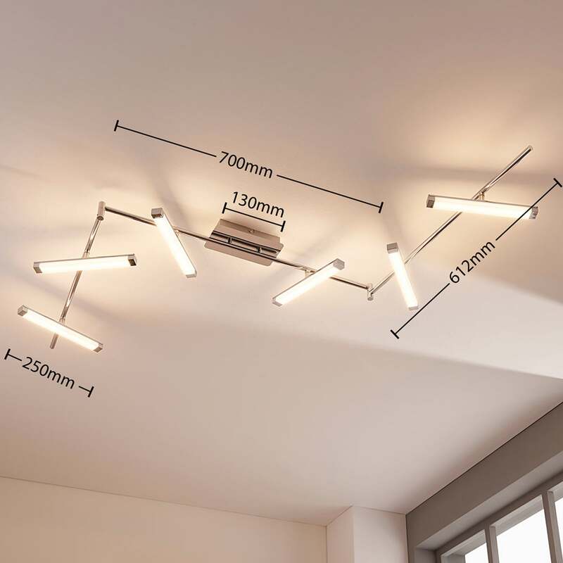 Lindby Deckenleuchte Pilou LED dimmbar 6-flg chrom Lampe Leuchte 192,5x25cm - 4251096546897
