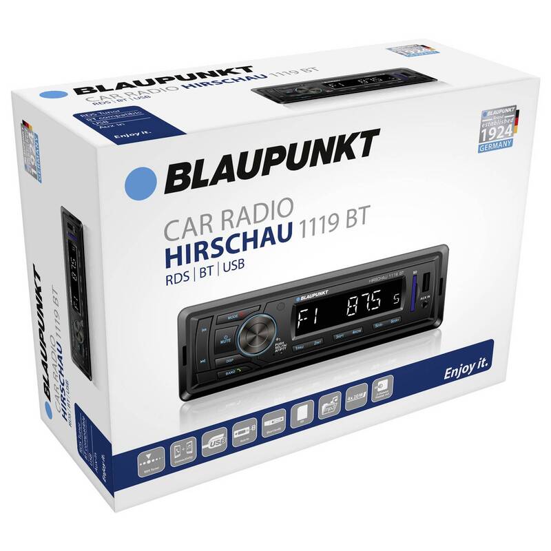 Blaupunkt Autoradio HIRSCHAU 1119BT Bluetooth Freisprecheinrichtung schwarz USB - 4260499854386