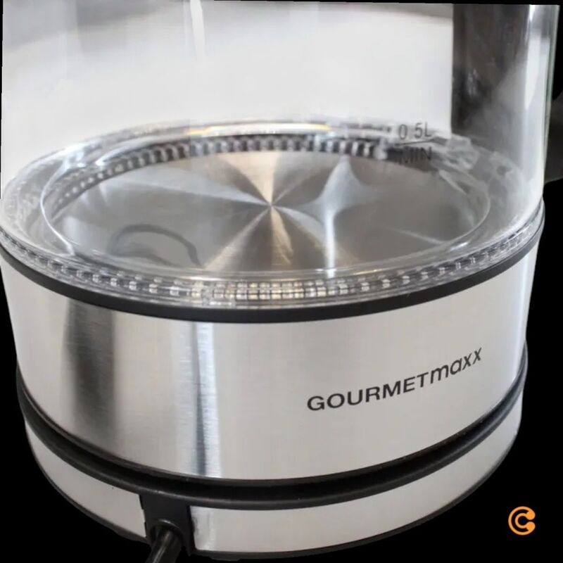 GourmetMaxx Wasserkocher Teekocher 1,7l 2200W Edelstahl schwarz kabellos Glas - 4067522016618