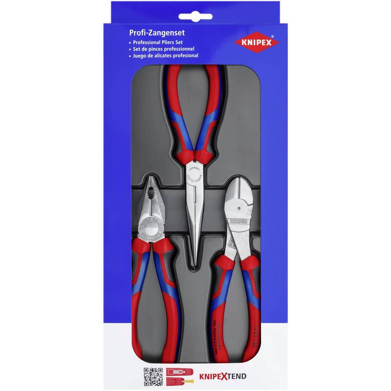 Knipex Zangen-Set Kombizange Flachrundzange Kraft-Seitenschneider 3-teilig 874g - 4003773064091