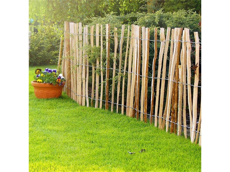 Staketenzaun Berg-Haselnuss Natur 0,9x5m Handgespalten Gartenzaun Zaun 3-5cm - 4013198007818