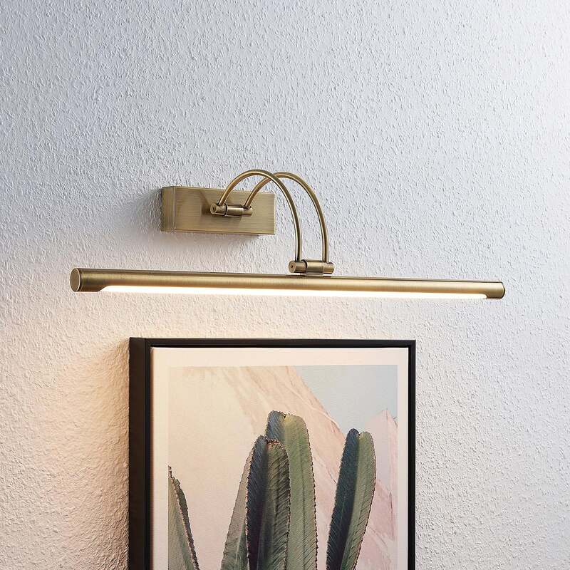 Lucande LED Wandleuchte Bilderleuchte Dimitrij gebogen altmessing 54,1 cm Lampe - 4251096574388
