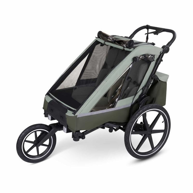 ABC Design Fahrradanhänger Tour 2 Zweisitzer Jogger-Modus Olive 5-Punkt-Gurt 79 - 4045875074738