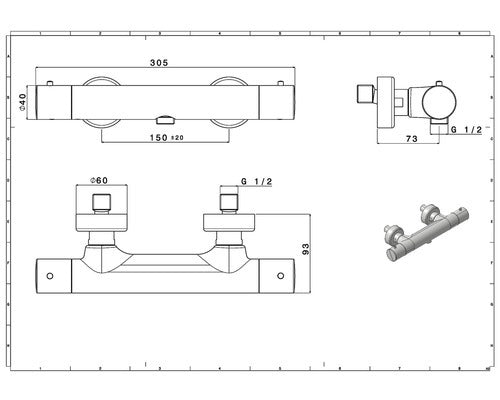 AVITAL Thermostat Duscharmatur Selena Duschgarnitur Mischbatterie matt schwarz - 4306517431969