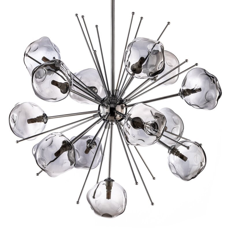 AV-1777-13K Hängelampe Pendelleuchte chromfarben Glas Deckenlampe 13-flg dimmbar - 8698957162364