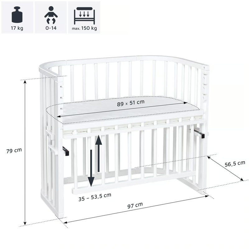 babybay Maxi Beistellbett Comfort Plus Babybett Baby-Stillbett weiß lackiert - 4260472559765