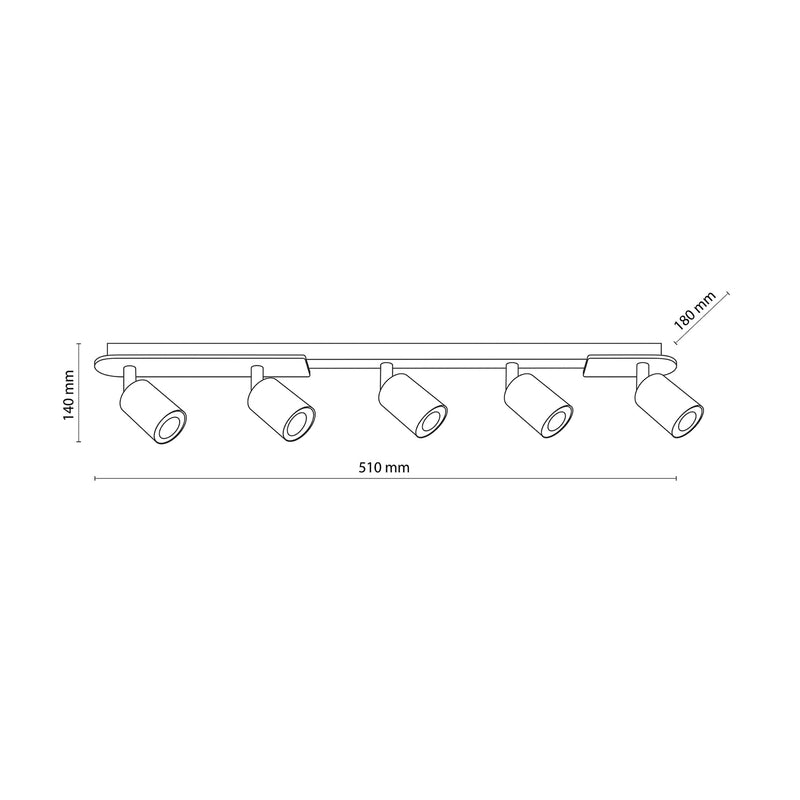 TK Lighting Deckenspot Lampe LED GU10 schwarz holz hell fünfflammig Holz Stahl - 5901780557775