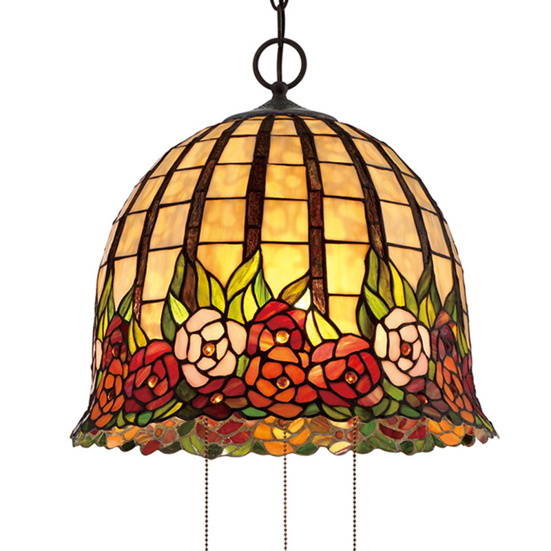 Pendelleuchte Hängelampe Quoizel Tiffany Glas Rosecliffe bunt bronze Metall Glas - 5024005270317