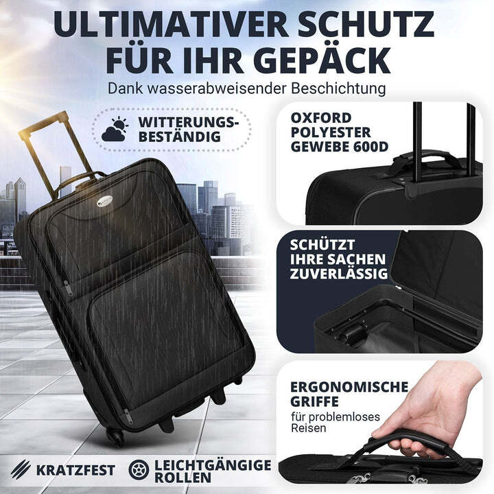 Reise Trolley Kofferset Athen 5-teilig 2 Trolleys Umhängetasche Kosmetiktaschen - 4260565527602