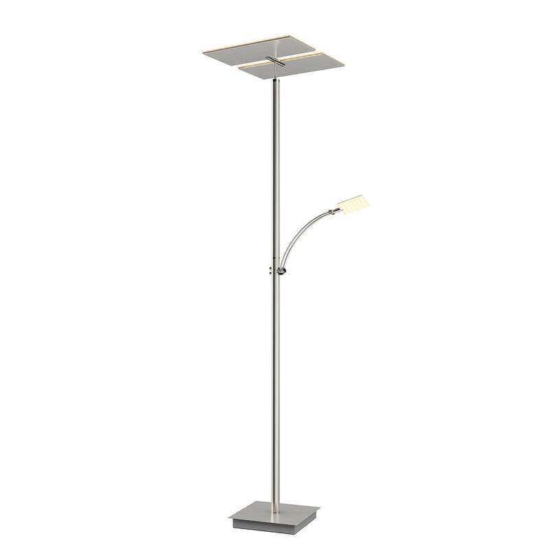 Lucande Stehleuchte Parthena LED dimmbar nickel 180cm Leselampe warmweiß Lampe - 4251096575682