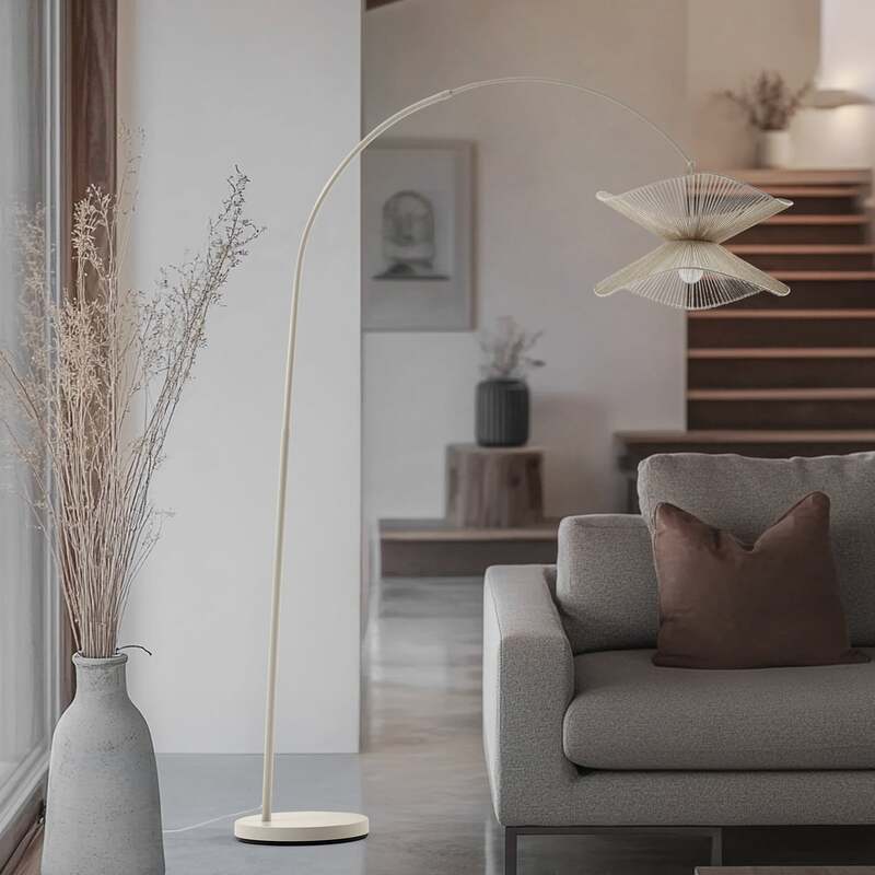Lindby Bogenleuchte Stehlampe Valdorin beige Papier 195 cm IP20 Lampe 3 STÜCK - 4251911797015