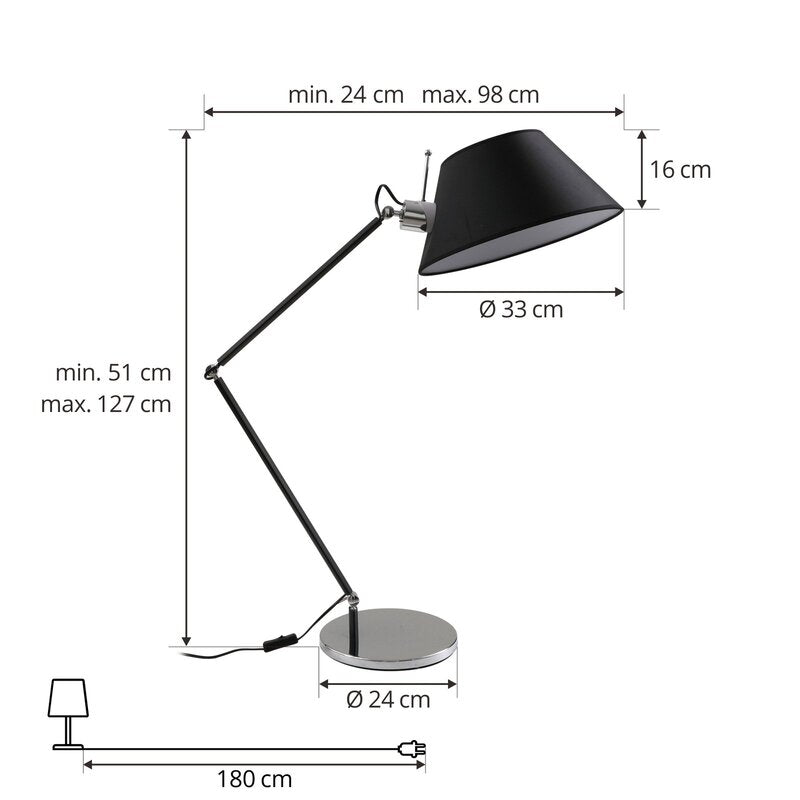 Lucande Tischleuchte Lampe Dansari schwarz Metall verstellbar - 4251911778878