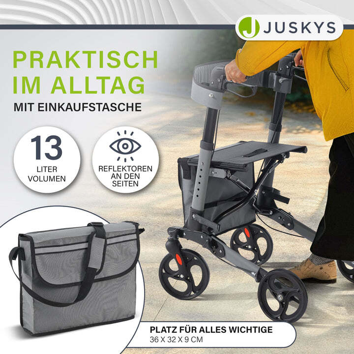 Aluminium Rollator Vital klappbar Gehhilfe mit Sitz grau 130kg Unabhängigkeit - 4260565522683