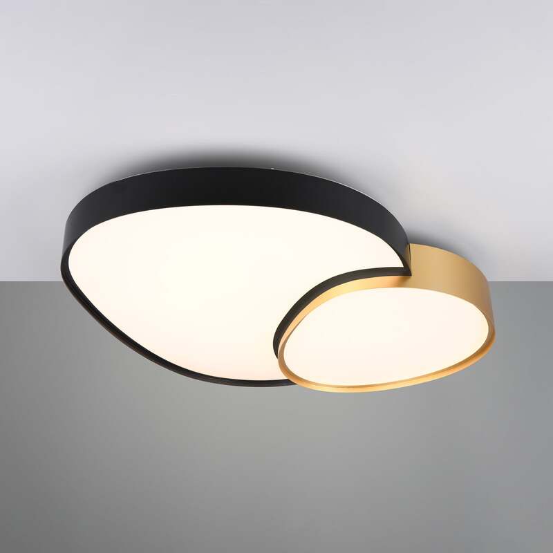 Rise Wand/Deckenleuchte schwarz matt/gold LED dimmbar mit Fernbedienung 5300 lm - 4017807600629