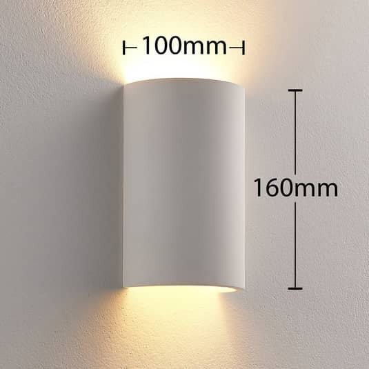 Lindby Colja Gipswandleuchte Wandleuchte Wandlampe Wandlicht Lampe weiß halbr219 - 4251096533637