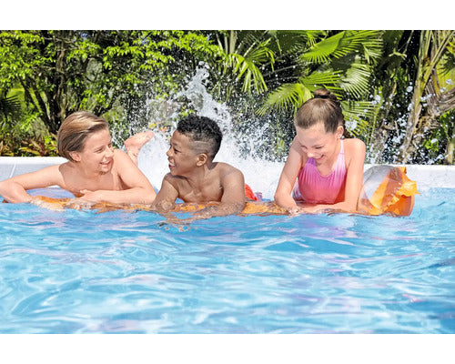 Bestway Aufstellpool Framepool eckig 488x244x122cm mit Sandfilteranlage grau - 4306516706075