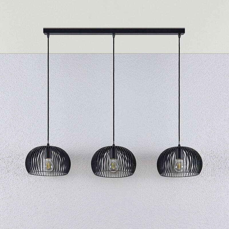 Lindby Pendelleuchte Jusra Hängeleuchte Lampe Leuchte 3-flg. E27 Metall schw28 - 4251096551778