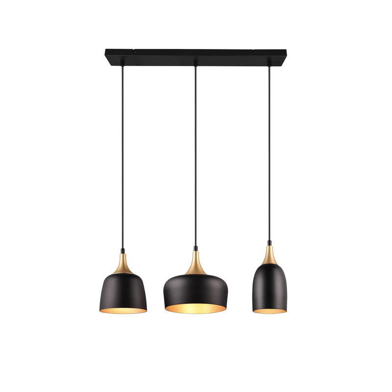 Trio Lighting Hängeleuchte Pendelleuchte Chiraz schwarz gold Metall dreiflammig - 4017807566826