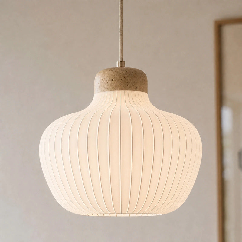 Lucande Hängeleuchte Eloise LED Pendelleuchte Lampe Textil E27 weiß Ø30cm - 4255830913549