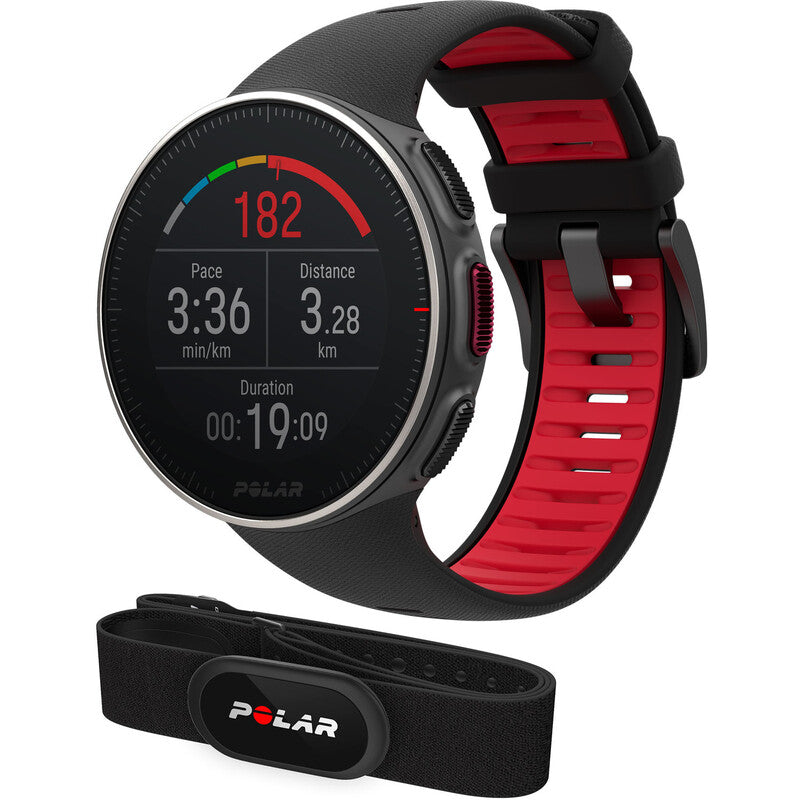 Polar VANTAGE V TITAN HR Sportuhr Herzfrequenz-Brustgurt Uhr schwarz rot Onesize - 0725882050744