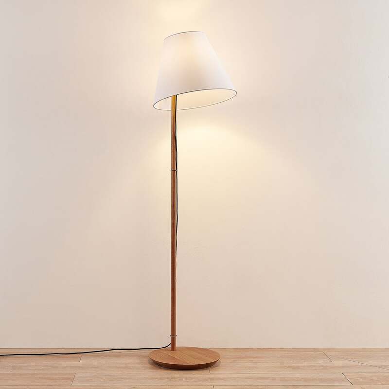 Lucande Stehleuchte Jinda LED Lampe Leuchte E27 weiß Holz 160cm Höhe 40cm - 4251096593457