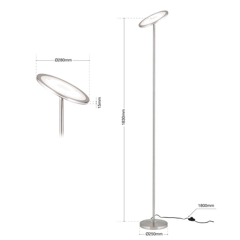 Oscar Deckenfluter Stehlampe LED dimmbar Kopf justierbar nickel matt SIEHE TEXT - 9003090266630