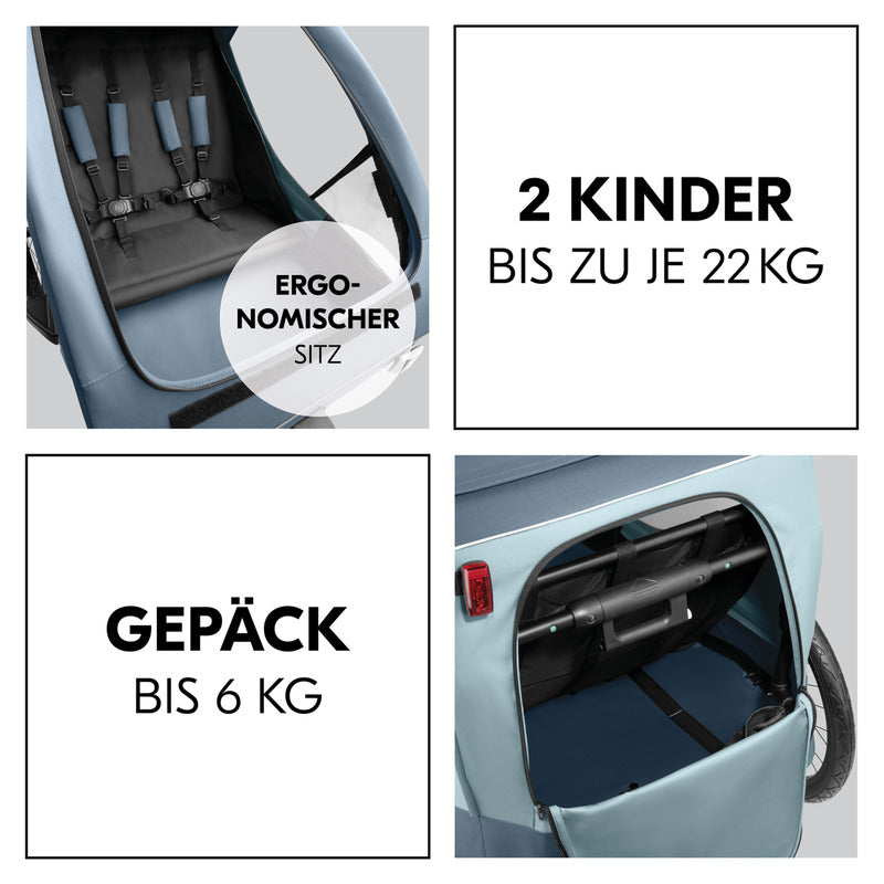 Hauck Dryk Duo Plus Fahrradanhänger Buggy Dunkelblau für 1-2 Kinder - 4007923515075