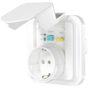 B-Ware SYGONIX IP44 Unterputz-Fehlerstrom-Sicherheitssteckdose 3600 W 16 A Weiß