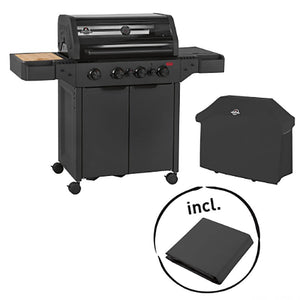B-Ware Jamestown Gasgrill KNOX Master Class 4-Brenner Gusseisen schwarz mit Abdeckhaube