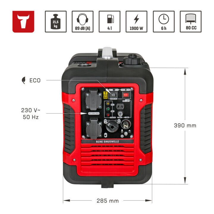 STIER Inverter Stromerzeuger Premium SNS-190 1,9 kW 59 dB(A) leise tragbar 4l - 4251709616924