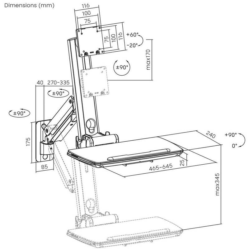 SpeaKa Professional Monitor Wandhalterung Bildschirmhalterung 1 Display Tastatur - 4064161486574