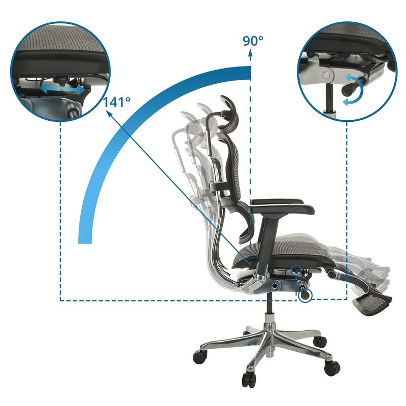 hjh OFFICE Bürostuhl Chefsessel ERGOHUMAN PLUS LEGPRO I schwarz mit Beinablage - 4064323035770
