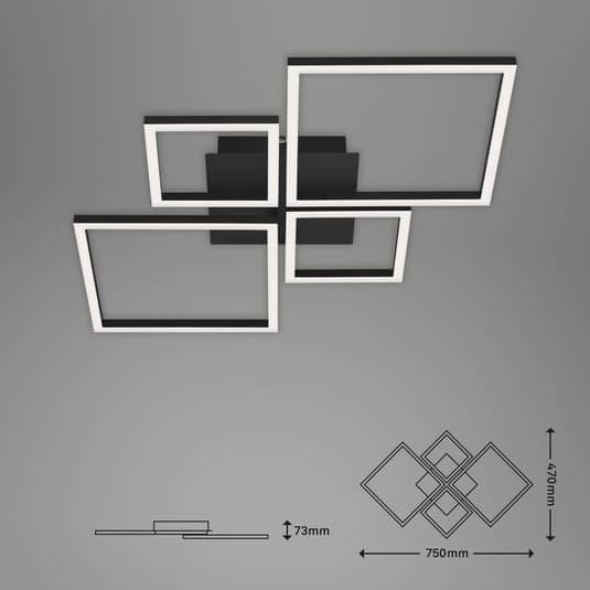 Briloner LED-Deckenlampe Deckenlampe Lampe Frame Step dim LED 4-flammig schwarz - 4002707401667