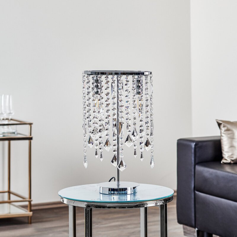 Euluna Tischleuchte Laila Schreibtischlampe E14 mit Kristall-Behang zweiflammig - 8030626527935