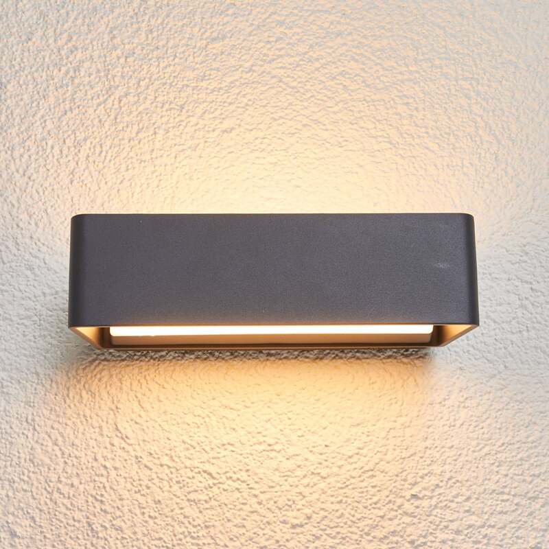 Lucande Außenwandleuchte Midvig LED Gartenlampe anthrazit IP65 25cm 11W 1000lm - 4251096527612