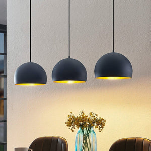 B-Ware Lindby Pendellampe Tarjei 120cm schwarz/gold Metall 3xE27 dimmbar